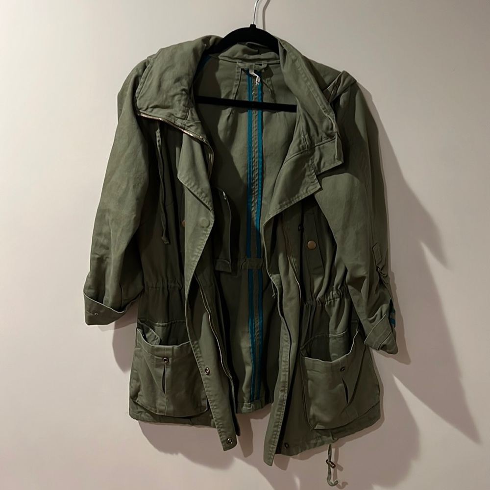 Hooded army green jacket